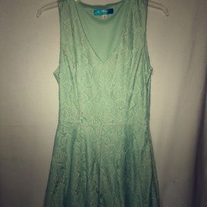Mint Lace V-Neck Sleeveless Dress